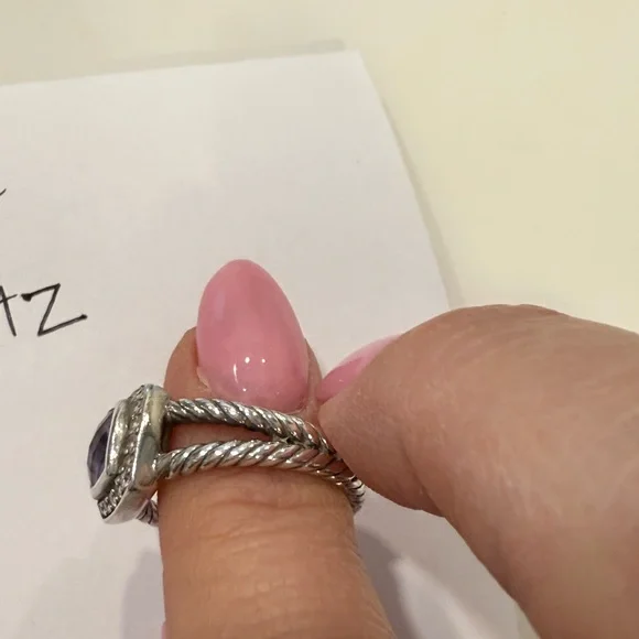 💜 David Yurman Petite Albion Ring Amethyst and Diamonds Size 8 💜 - Picture 4 of 8